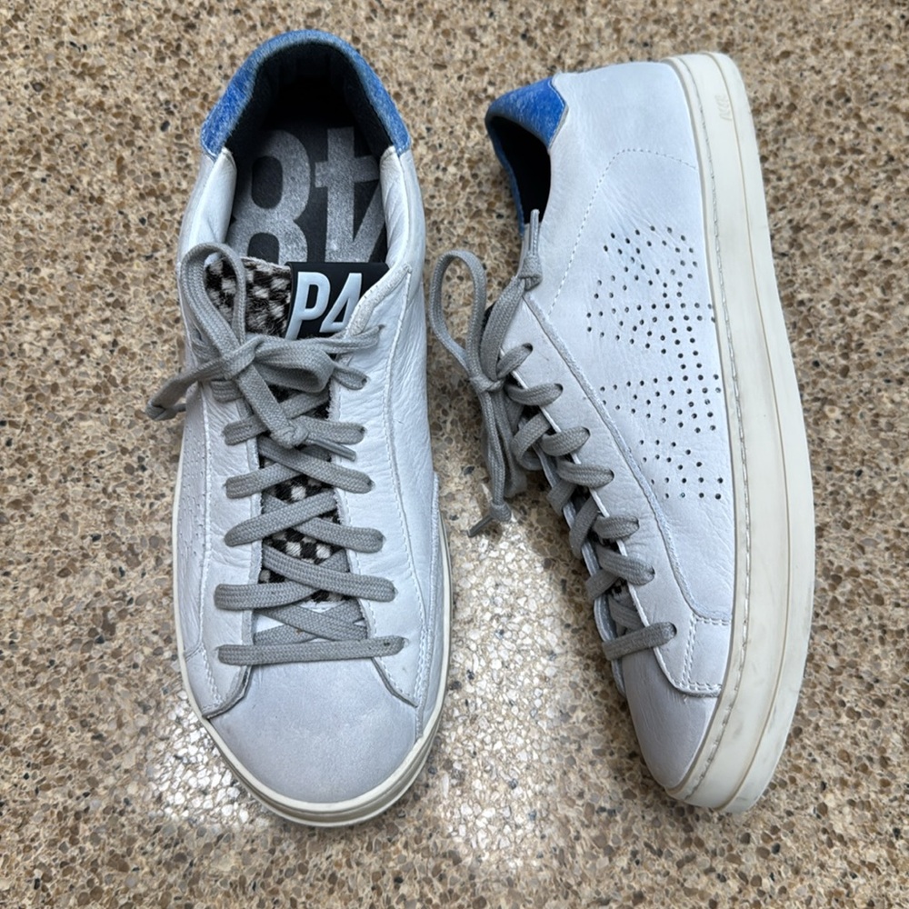 P448 White and Blue Men's Sneakers